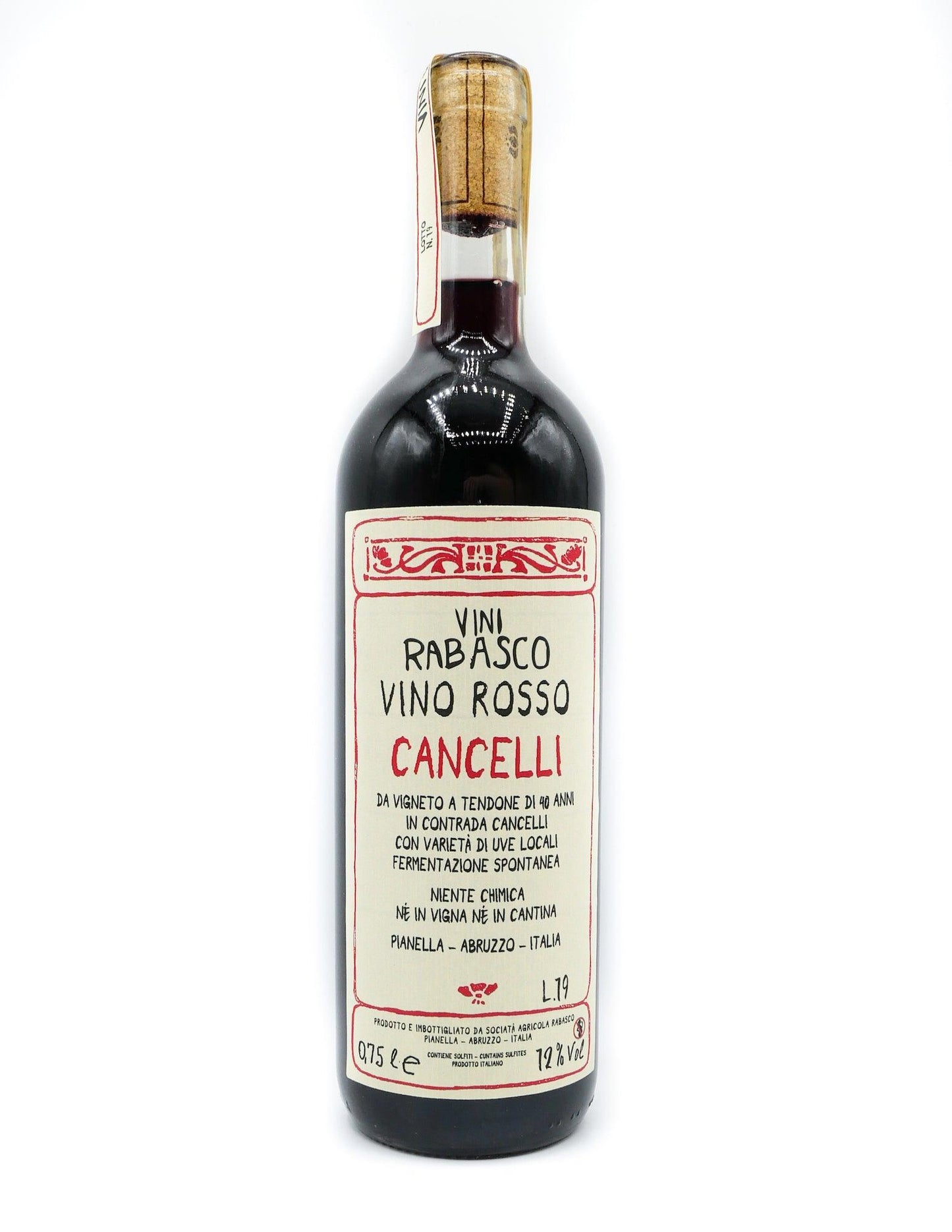 Vin nature "Cancelli Rosso "- Rabasco - Abruzzo&Co